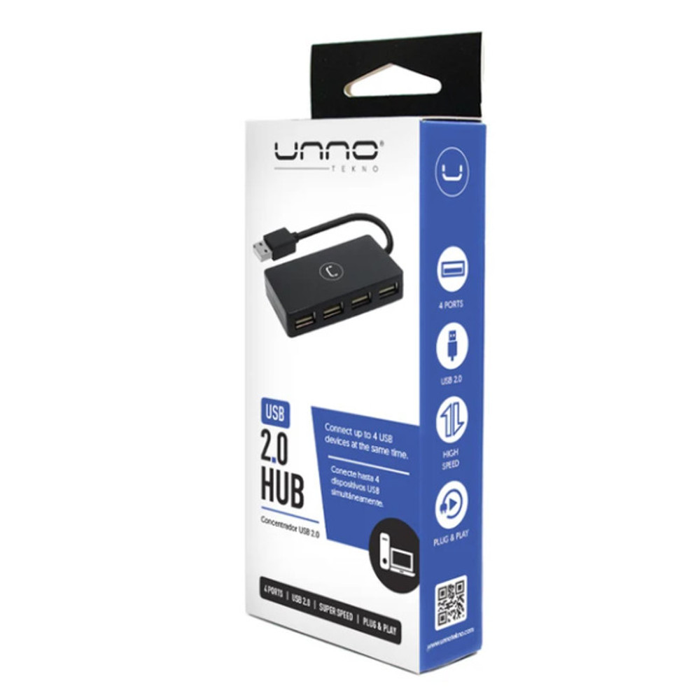 Adaptador Hub Unno Usb 4 Puertos 480mbps