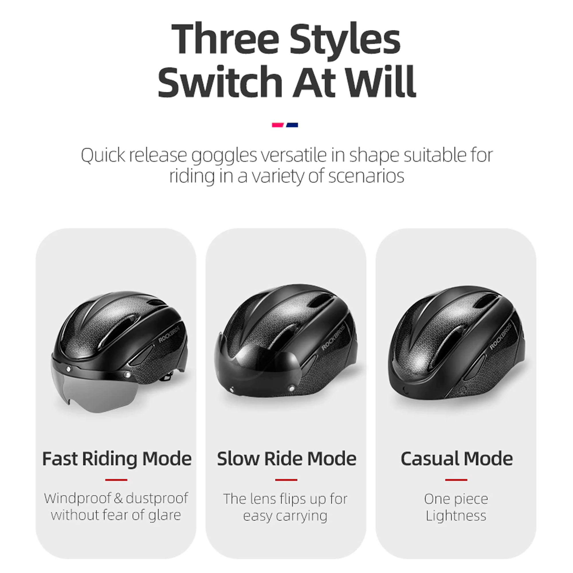 Casco Bici Rockbros Wt18s C/lentes Magneticos