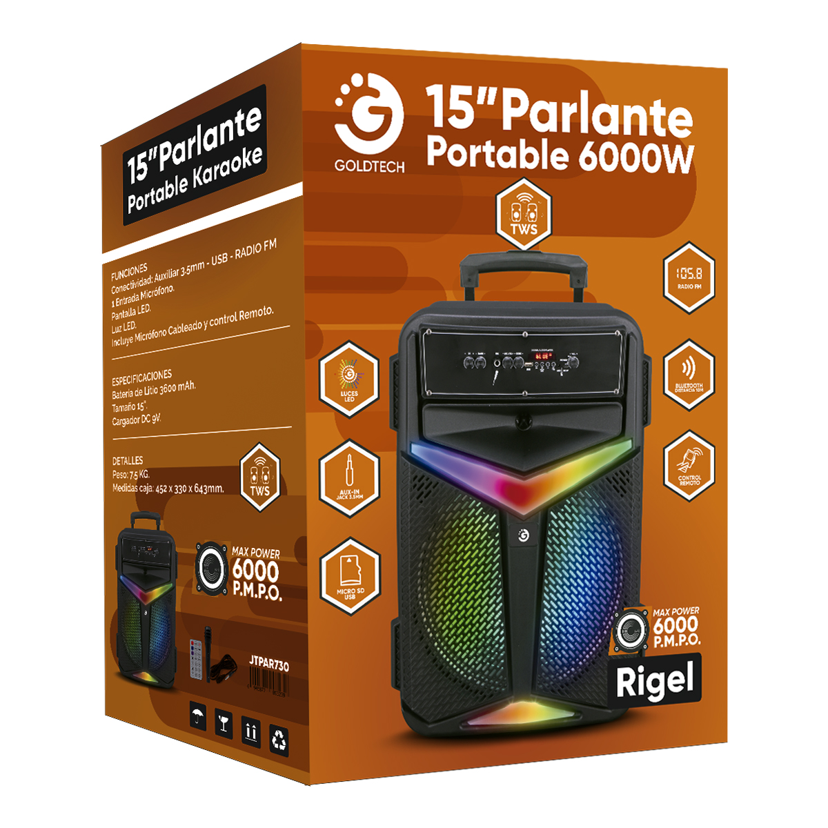 Parlante Portátil Karaoke Manija-potencia Usb/bt + Microfono