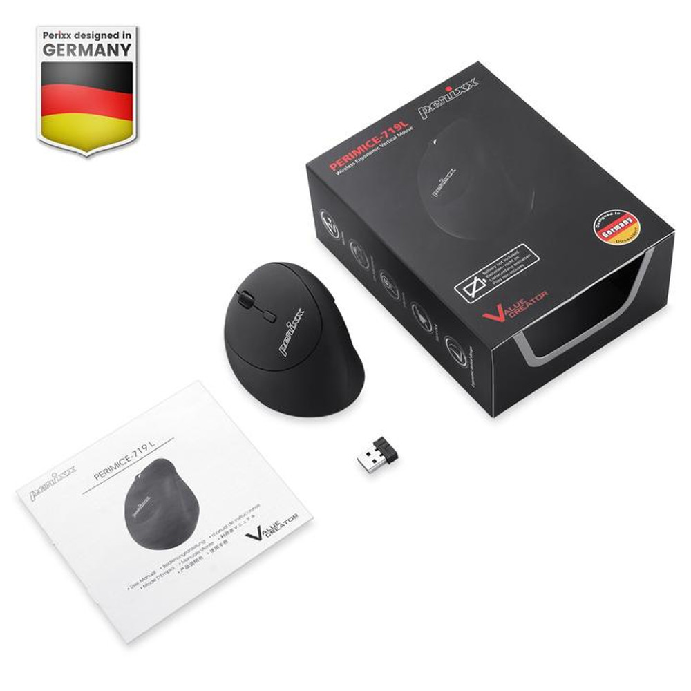 Mouse Vertical Wrlss P/zurdos Perixx Perimice719l