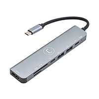 Hub Usb C 7en1 Unno Hb1107sv Hdmi Usb Lector De Tarjetas