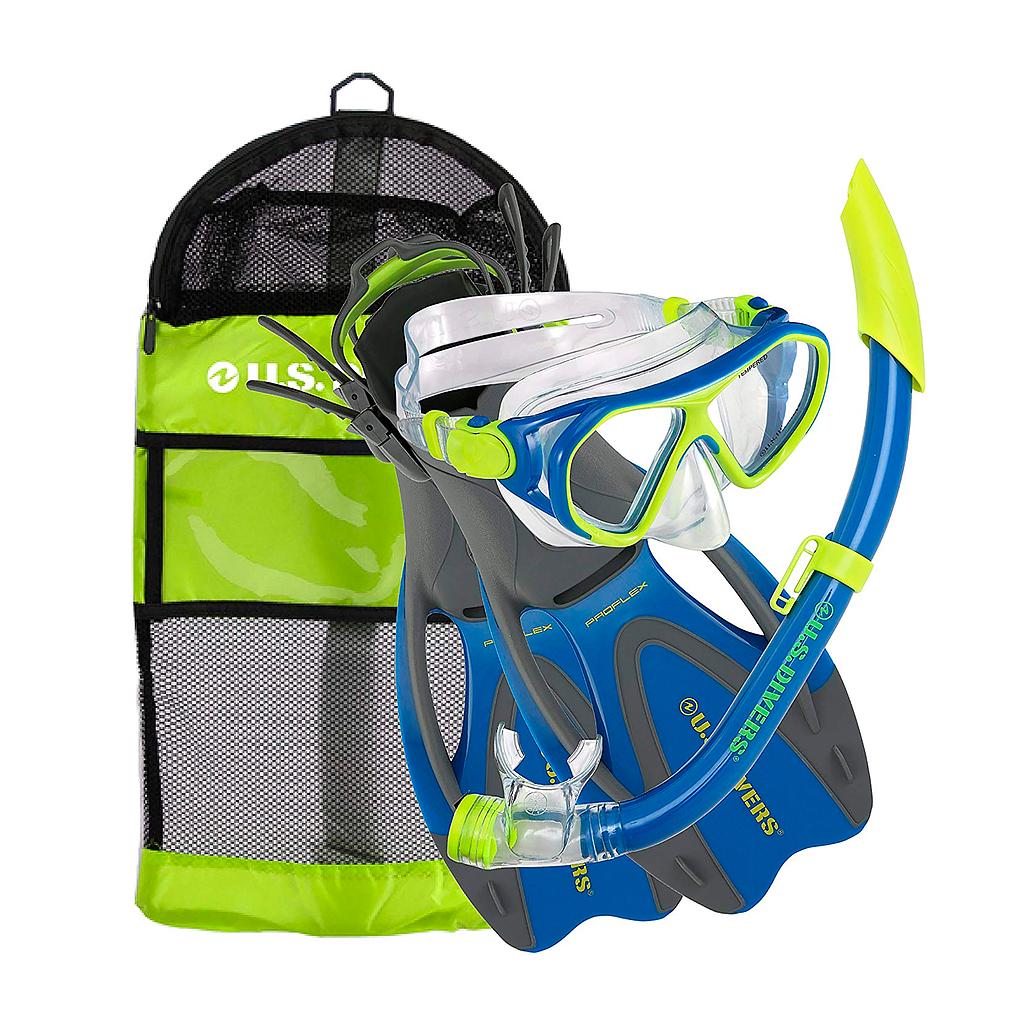 KIT P/AGUA USD DORADOII/SEABREEZE JR/PROFLEX JR AZUL/AMARILLO TALLE L