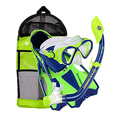 KIT P/AGUA USD BUZZ JR/ISLANDRY JR/TAIL II JR/BAG AZUL/AMARILLO TALLE LG